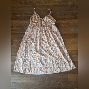 SHEIN Cream Slip Dress with Tan Floral Print